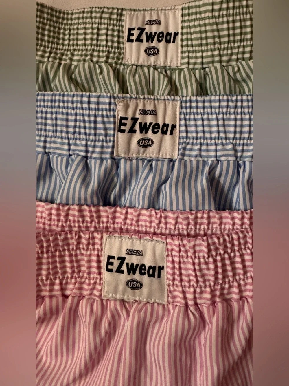 SHEIN Striped Pull-On Shorts - Pink, Blue & Green Sz S